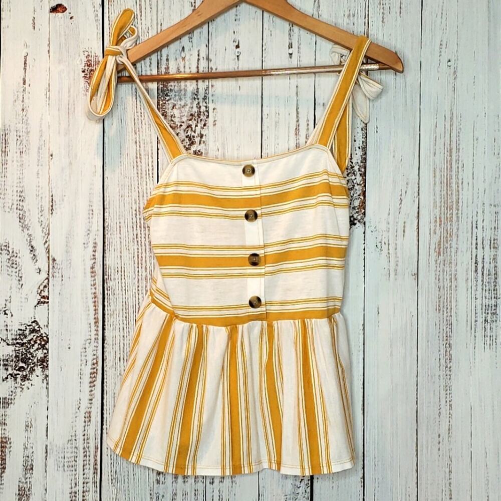EUC American Eagle Tie Strap Gold Stripe top Sz Small